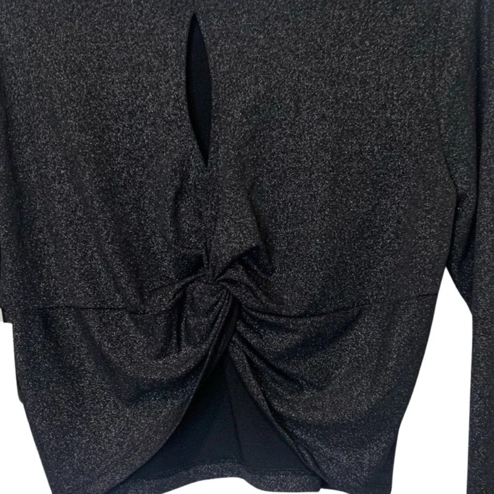 Nordstrom Open Edit Long Sleeve Cropped Knit Top Size Medium Open Back Holiday - Picture 6 of 9
